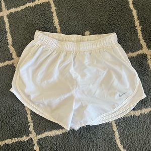 All white Nike Dry Fit Shorts